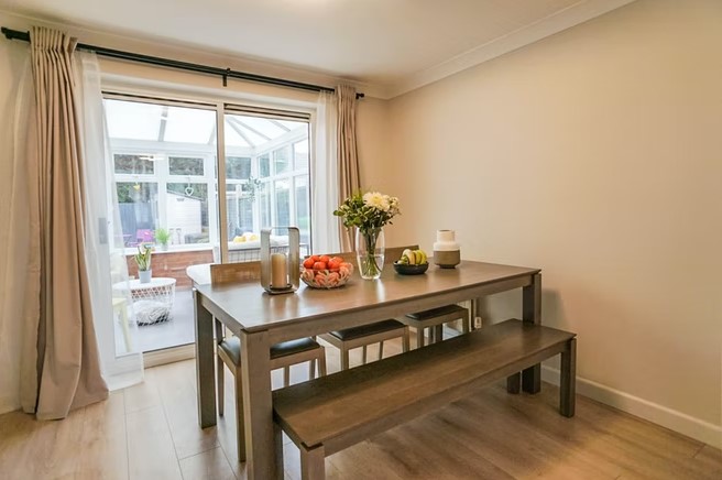 This property features a beautiful, light dining room that is attatched to a spacious conservatory