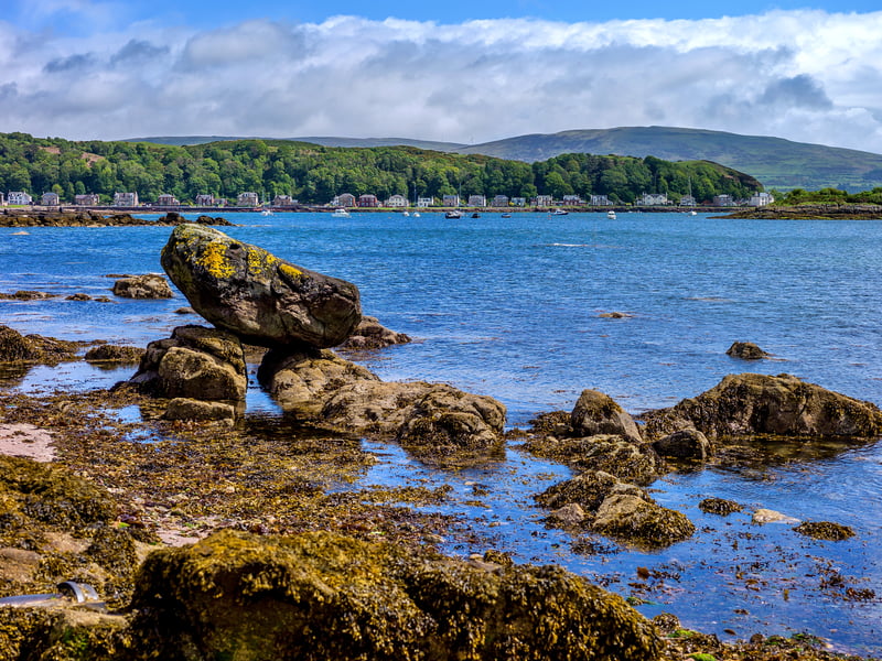 Millport The town sits on Great Cumbreae. It is known for its picturesque views and great coastal paths and beautiful blue seas.