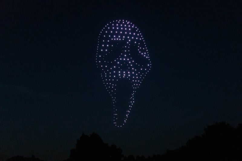 Ghostface from Paramount’s Scream made up of 600 drones (Pic: SWNS)