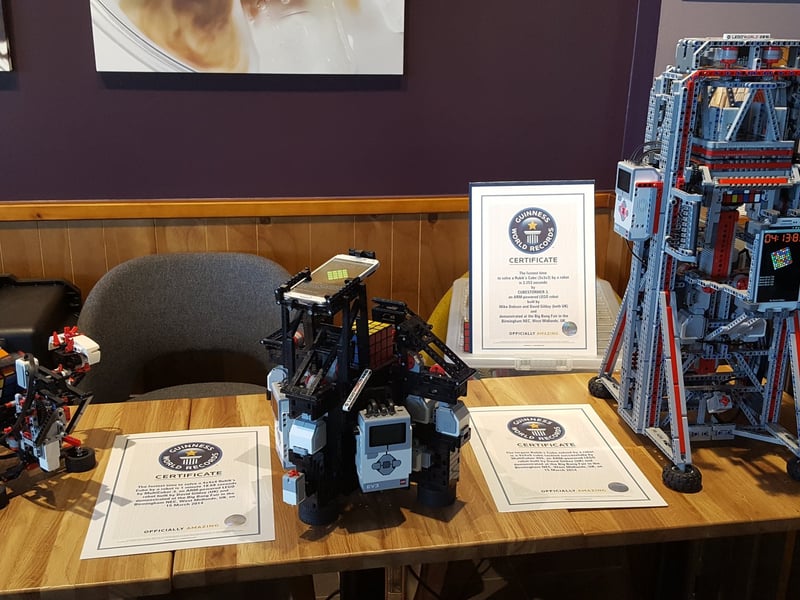 The 9x9x9 cube was solved by MultiCuber 999, an ARM-powered LEGO robot. Built by David Gilday, the robot showed off its talents at the Big Bang Fair in the Birmingham NEC.