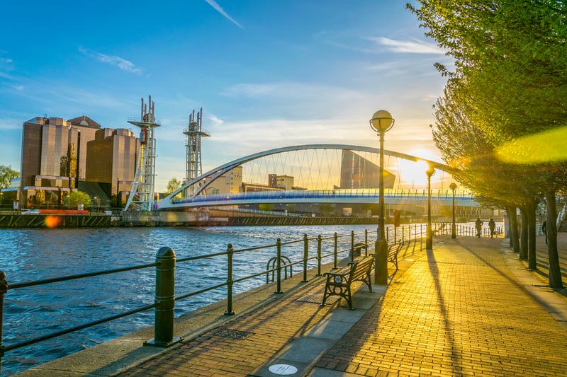 Salford ranks 16th regionally and 146th nationally in the Rightmove list of happiest places. It is one of the most rapidly developing areas of Greater Manchester and is of course home to the famous Salford Quays and ever-expanding Media City. Credit: Adobe Stock