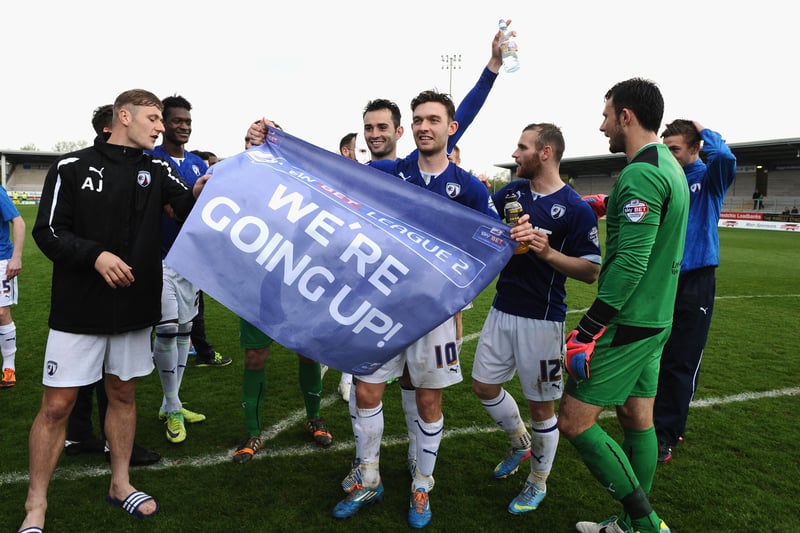 2013/14: 1st: Chesterfield, 2nd: Scunthorpe United, 3rd: Rochdale, 4th: Fleetwood Town

2014/15:
Chesterfield: 6th - PLAYOFFS
Scunthorpe United: 16th
Rochdale: 8th
Fleetwood Town: 10th
