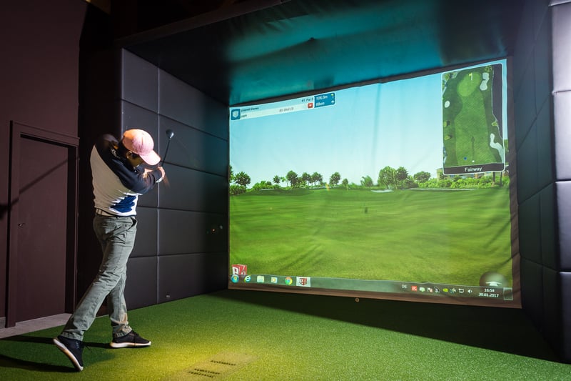 Guests can also practice their swing indoors.