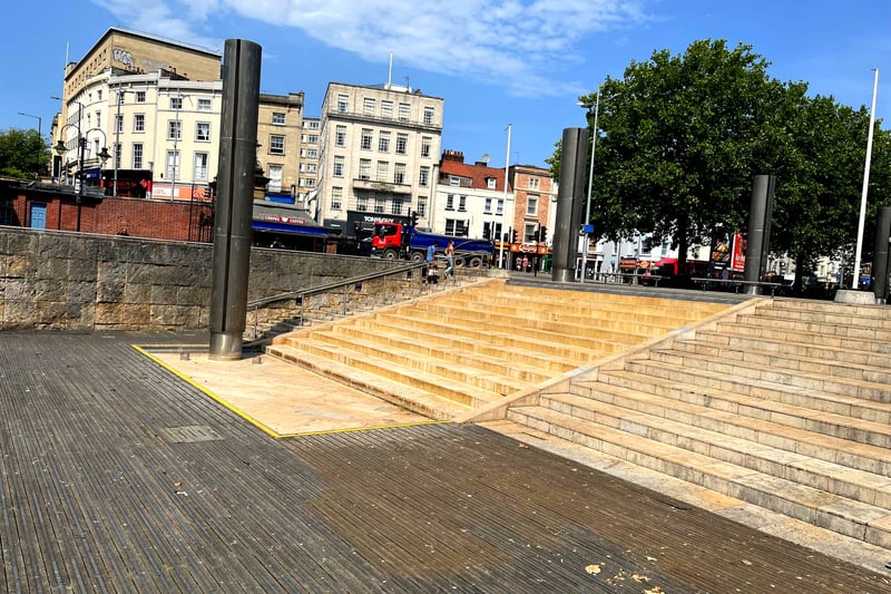 The Cascade Steps are normally rammed when the weather is nice but were empty today with the cascades turned off, perhaps in a bid to preserve water.