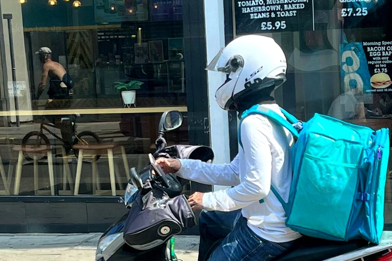 Spare a thought for this Deliveroo driver who is still hard at work despite the heatwave.