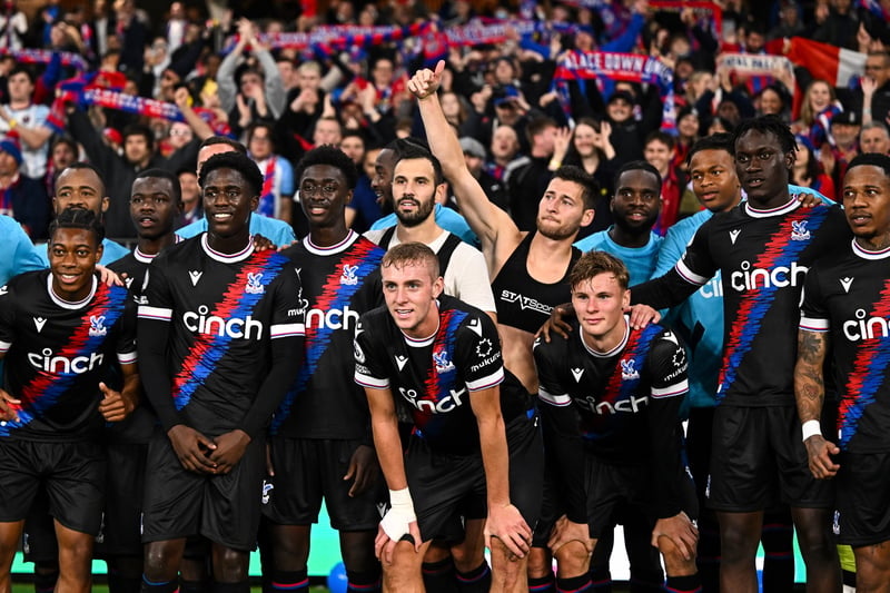  Crystal Palace players pose for a photo with their fans during the Pre-Season friendly match between Leeds United and Crystal Palace at Optus Stadium.