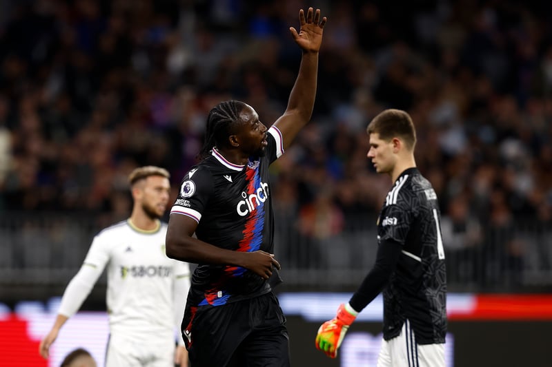 Jean-Philippe Mateta of Crystal Palace celebrates a goal during the pre-season friendly match between Leeds United and Crystal Palace at Optus Stadium.