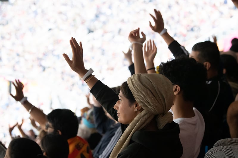 Crowds cheer at Commonwealth Games Opening Ceremony.  Alexander Stadium, Birmingham