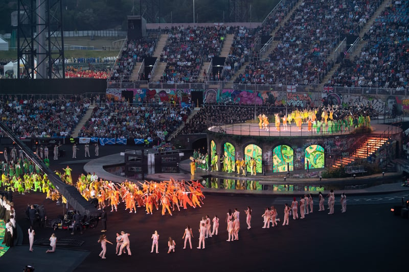 Performers create a colourful scene at the opening ceremony 