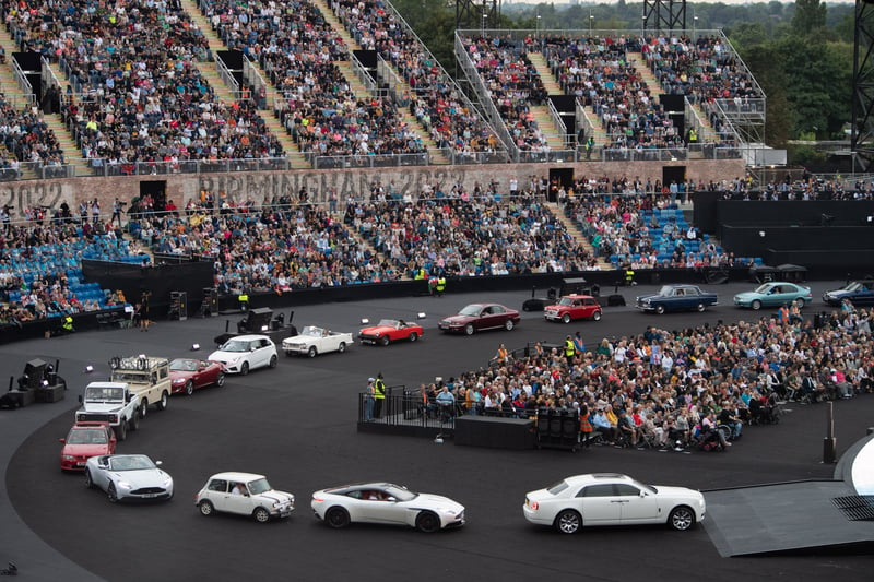 Cars make way to stage to form Union Jack 