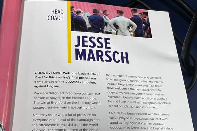 Jesse Marsch’s programme notes