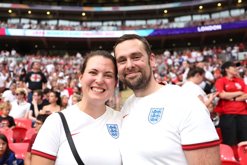 England fans show their support during the UEFA Women’s Euro 2022 final match between England and Germany.