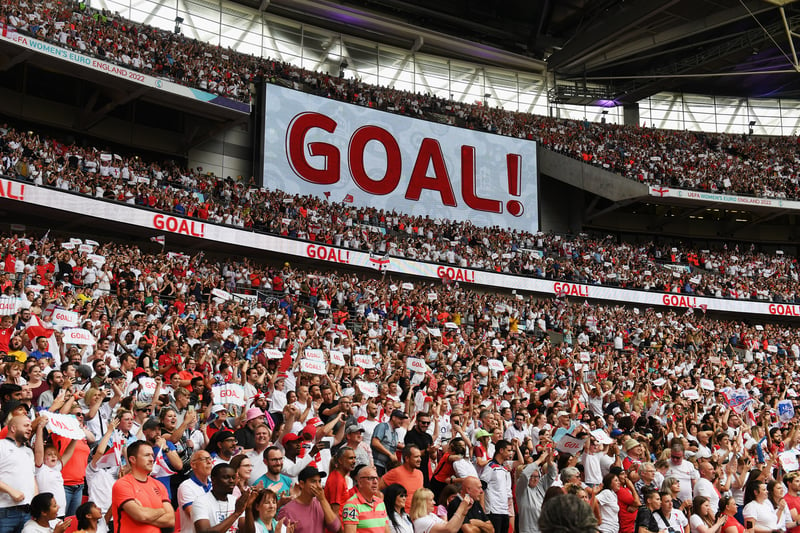 England fans celebrate at Wembley.