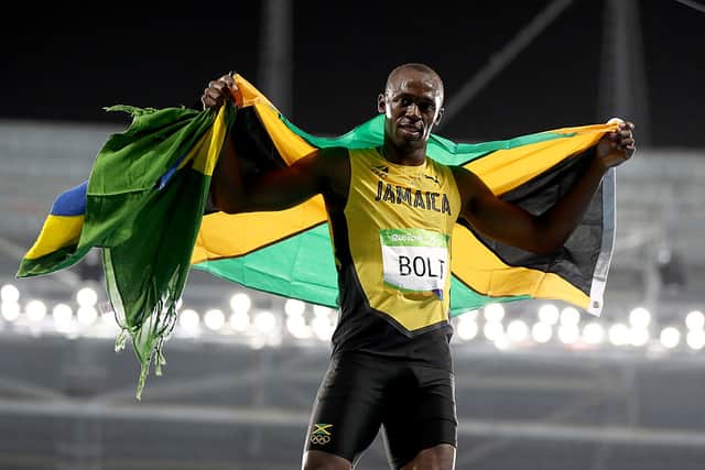  Usain Bolt of Jamaica celebrates winning the Men's 200m Final on Day 13 of the Rio 2016 Olympic Games at the Olympic Stadium on August 18, 2016 