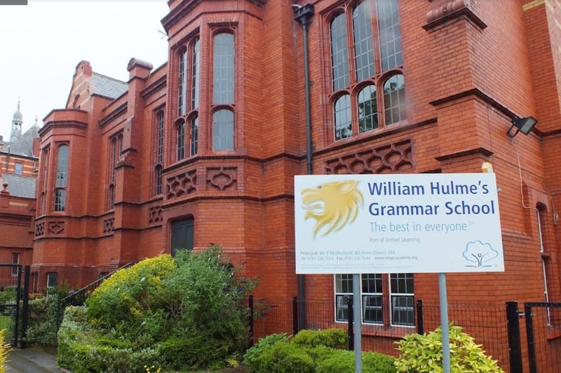 William Hulme’s Grammar School in Whalley Range was also 0.4% over capacity in the 2021-22 academic year, with 1,526 students and 1,520 places. Photo: Google Street View