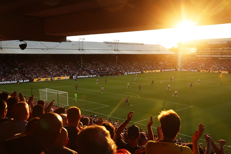 The sun sets during the match.