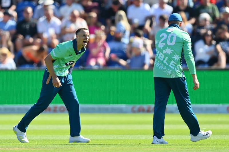 The first of the mixed outfits but as they clash the least, here is Oval Invincibles coming in at number 5. Tom Curran and Jason Roy cut a fine figure in their relatively unobtrusive mint green kits. 