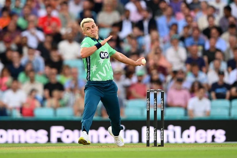 Sam Curran of Oval Invincibles bowls during the Hundred Match (Photo by Alex Davidson/Getty Images)