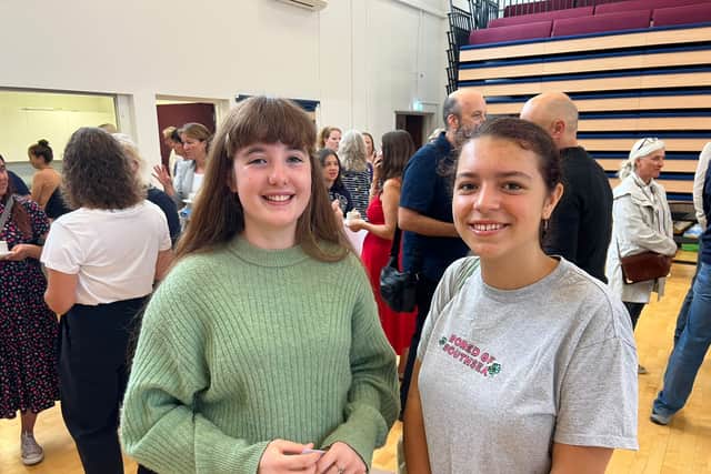 Thea Kent (l) and Eve Mellor (r) will be staying on at Portsmouth High School for sixth form after both getting 9s and A*s across the board. Picture: Richard Lemmer.