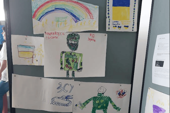 At The Museum of Liverpool, children were encouraged to draw pictures for Ukrainian soldiers.