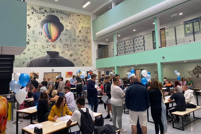 Castle View Academy, Paulsgrove, on GCSE results day 2022. Picture: Elsa Waterfield.