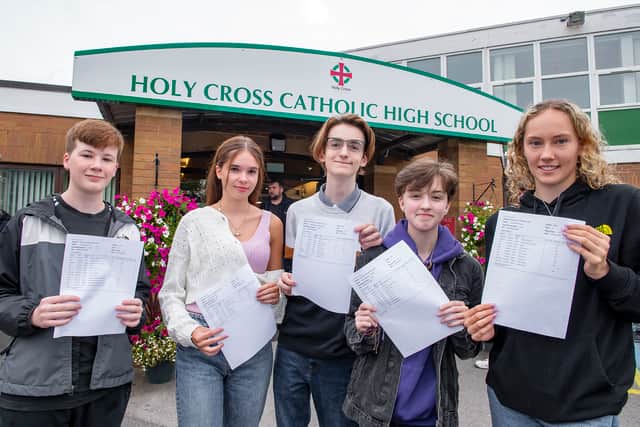 Holy Cross students receiving their results today
