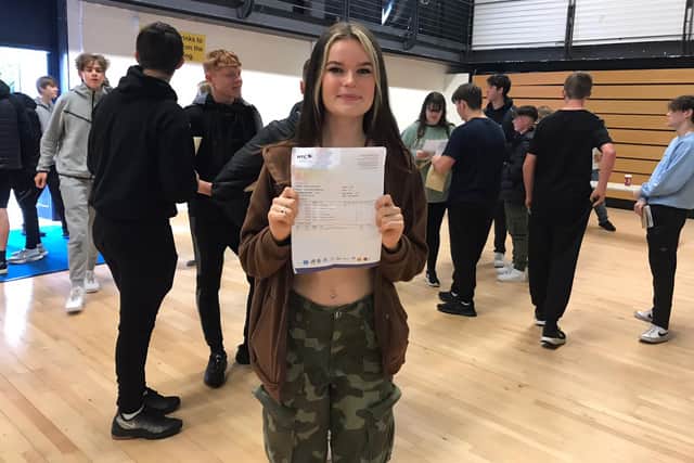 Lyla Schillemore with her results at Horndean Technology College. Picture: Sophie Lewis.