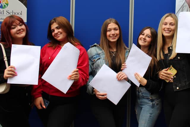 Students at Westfield School receiving their GCSE results 