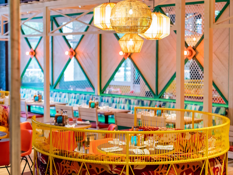 There is plenty of bright booth seating to relax in with friends