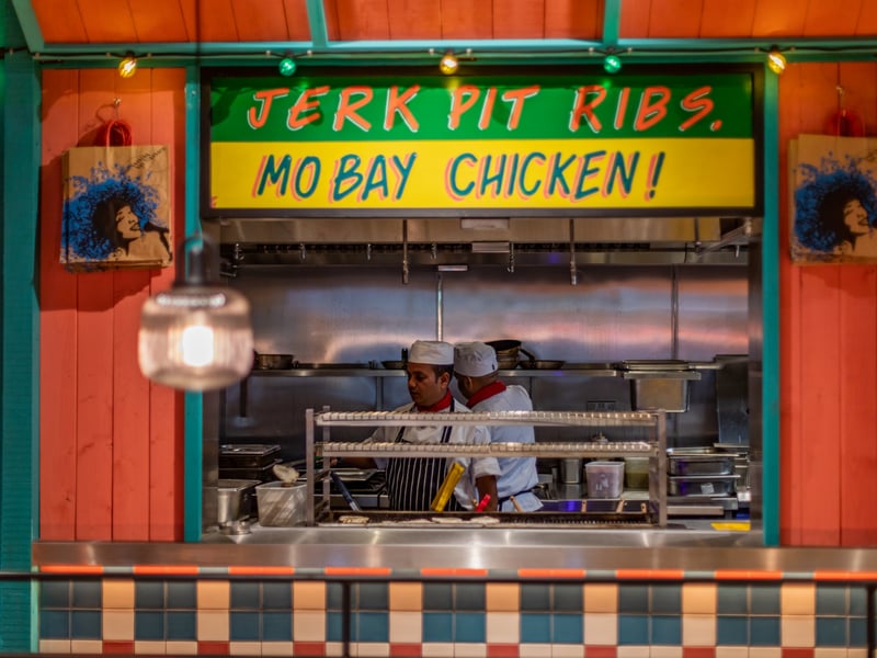 You can see the chefs cook their food in the open kitchen