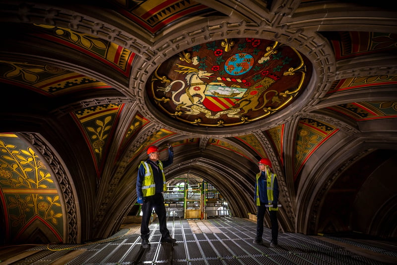 Restoration work on the exquisite interiors of the Town Hall are well underway. Credit: Manchester City Council