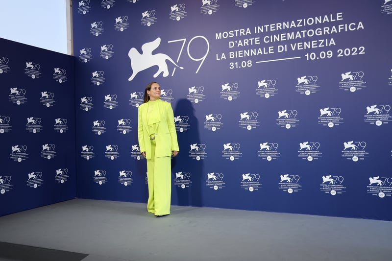 Luigi De Laurentiis Award Jury member Ana Rocha de Sousa wore a vibrant suit. (Photo by Vittorio Zunino Celotto/Getty Images)