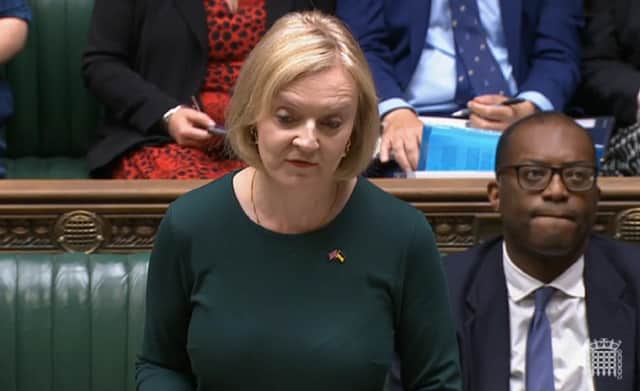 Prime Minister Liz Truss speaking in the House of Commons, London, to set out her energy plan to shield households and businesses from soaring energy bills.  Credit: PA