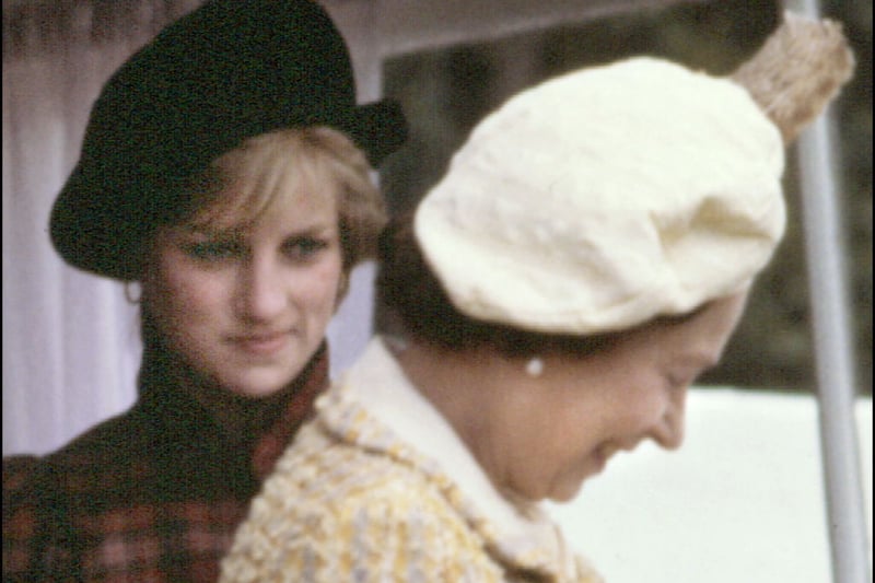 Picture dated 05 September 1981 of Diana, Princess of Wales and Queen Elizabeth II at the Braemer Highland games. 