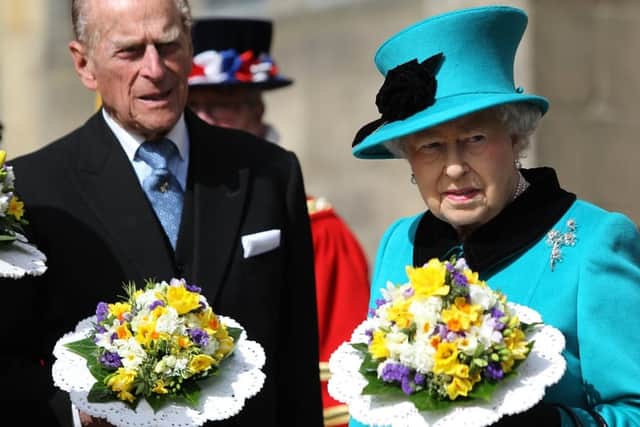 The Queen with Prince Phillip at Sheffield Cathedral in 2015.