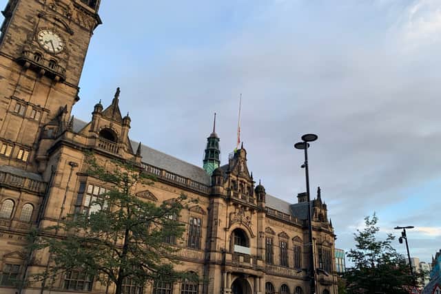 The flag flying over Sheffield Town Hall has been lowered to half-mast 