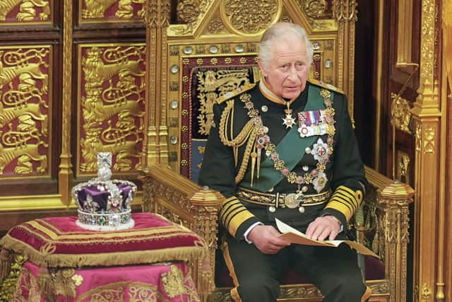 The Prince of Wales sitting next to the Imperial State Crown during the State Opening of Parliament in the House of Lords in September 2022. Picture: PA.