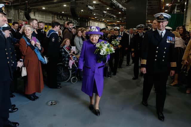 The Queen at the commissioning ceremony of HMS Queen Elizabeth in 2017 