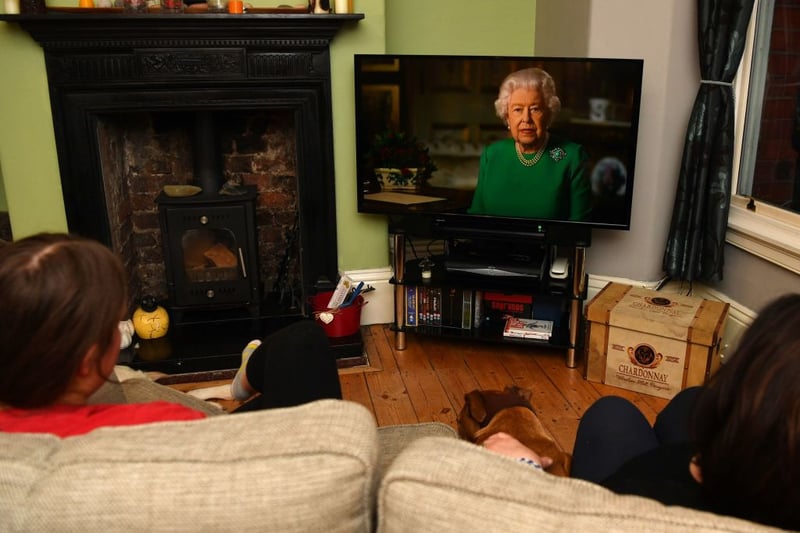 A family watches the Queen’s speech at the start of the coronavirus pandemic, when she told 25million viewers “we will meet again”. Credit: PAUL ELLIS/AFP via Getty Images