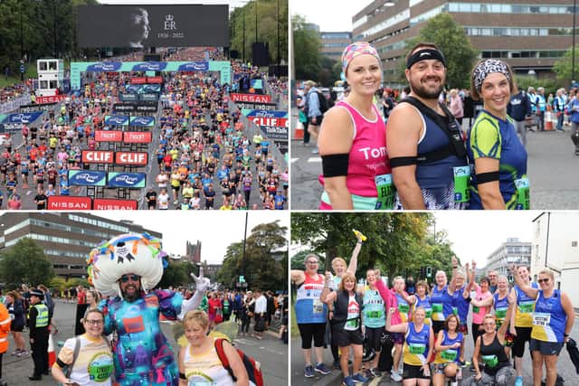 Smiling faces ahead of the Great North Run’s start in Newcastle on Sunday morning. Picture: North News & Pictures