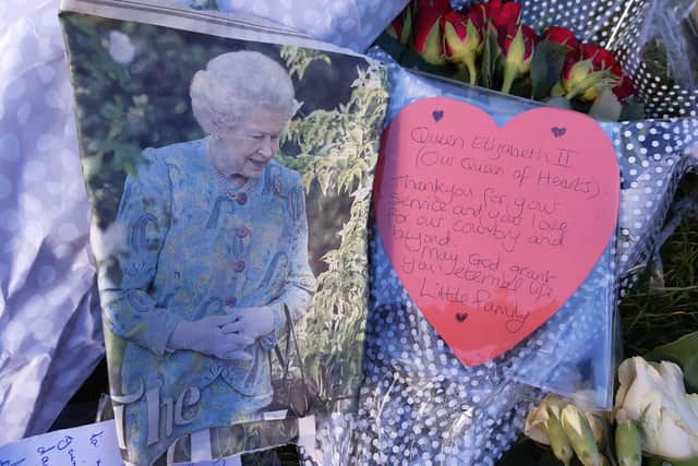 A floral tribute for Queen Elizabeth II, pictured on Monday in Sunderland.
