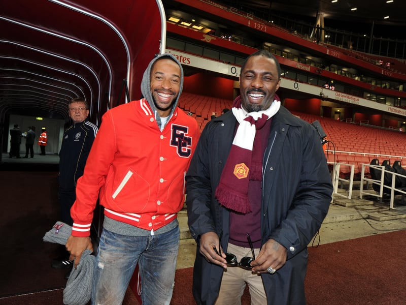 Actor Idris Elba pictured with Arsenal legend Thierry Henry. 