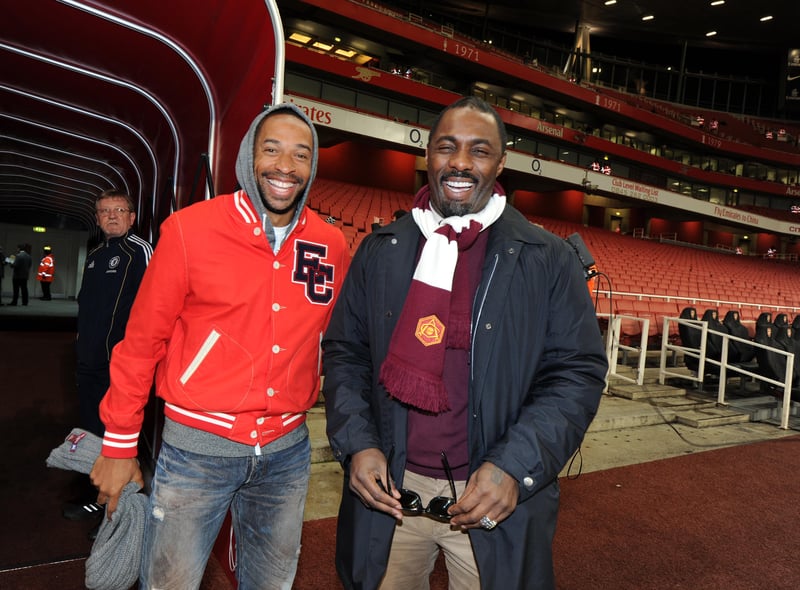 Actor Idris Elba pictured with Arsenal legend Thierry Henry. 