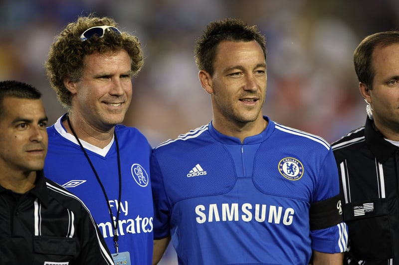 Ferrell alongside former Chelsea skipper John Terry. 