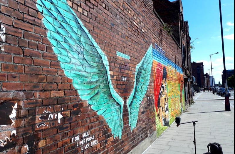 Paul Curtis' Liver Bird wings mural is probably one of the most famous pieces of street art in the city. You can find it on Jamaica Street in the Baltic Triangle and will probably spot people being snapped in front of it.