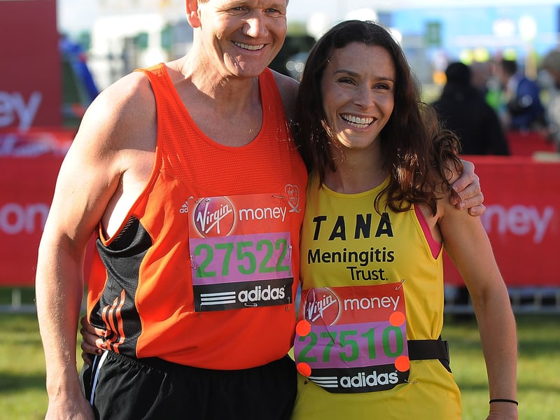 The top TV chef ran 10 marathons in 10 years, finishing in 2009.
In 2004, his fifth race, he beat rival Gordon Roux with a time of three hours and 30 minutes.
He raised £20,000 for baby charity Tommy’s, and has also fundraised for the Scottish Spina Bifida Trust.
He’s pictured here with his wife Tara during the 2012 marathon.