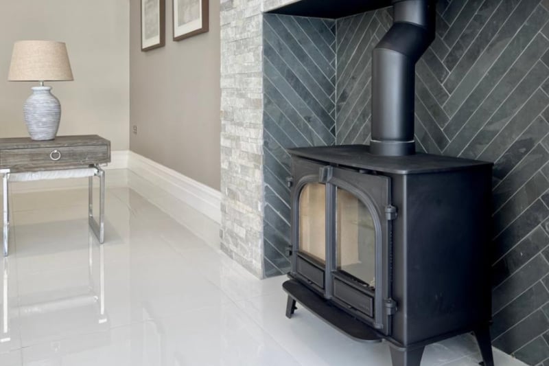 The stylish log burner is perfect for autumn nights.