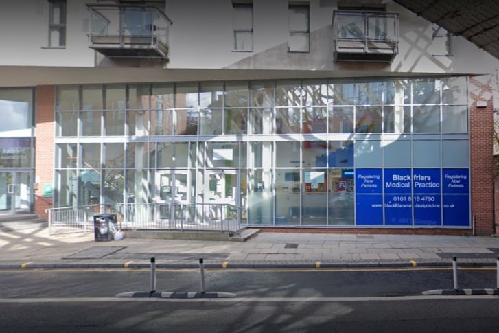 Blackfriars Medical Practice is Salford’s busiest surgery, with 14,577 and the equivalent of 1.1 full-time GPs. Photo: Google Maps