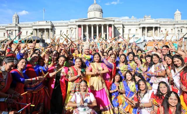 Hundreds of people gathered in Trafalgar Square to take part in London's Diwali on the Square event.