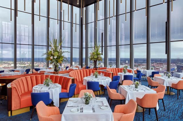 Impressive views of Birmingham and beyond at Orelle French restaurant on the 24th floor at 103 Colmore Row
